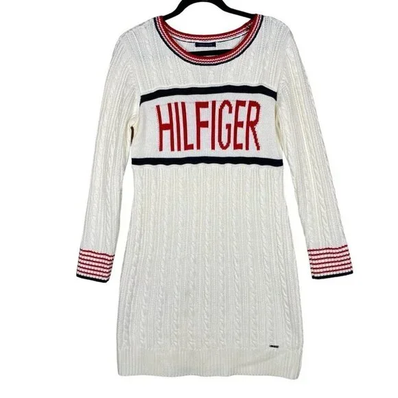 mini knit dress long sleeve Almond Cable Knit Long Sleeve Sweater Mini Dress main image 0